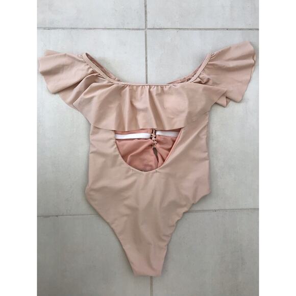 Uptown Bombshell Boutique Swim One Piece Swimsuit Ruffled Lace Up - Picture 3 of 5